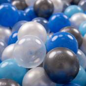 Kiddymoon - 700 ∅ 7Cm Balles Colorées Plastique Pour Piscine Enfant Bébé Fabriqué En eu, Perle/Bleu/Baby Bleu/Transparent/Argenté - perle/bleu/baby