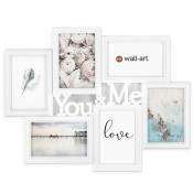 K&l Wall Art - Shabby Chic cadre photo collage plastique chambre à coucher galerie pour photos images 47 x 38 cm, You & Me - blanc