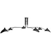 Lampe de plafond - Lampe de bureau à bras flexibles - 6 bras - George Noir - Laiton, Fer, Metal, Metal - Noir