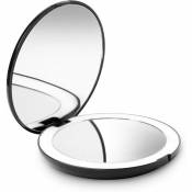 Led Miroir de Poche Lumineux, Grossissant 1x / 10x - Grand Miroir à Main de Maquillage avec Éclairage Naturel, 9 cm de Diamètre, Compact et Portable