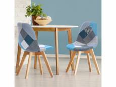 Lot de 2 chaises scandinaves sara motifs patchworks bleus