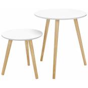 Lot de 2 tables basses table ronde pour cafétéria table de chevet style scandinave moderne minimaliste salon chambre blanc