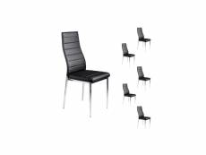 Lot de six chaises simili cuir noir - jaba - l 41 x l 53 x h 97 cm - neuf
