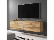 Meuble tv suspendu - alamara - 160 cm - effet chêne wotan - led rgb