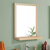 Miroir rectangulaire avec tablette en bois 60 x 70cm