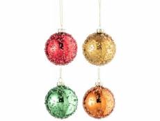 Paris prix - lot de 12 boules de noël "perles" 8cm multicolore