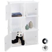 Relaxdays Étagère cubes penderie armoire rangement 6 casiers plastique modulable DIY HLP: 97,5x66x32 cm, blanc