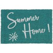 Relaxdays - Paillasson coco, 60x40, inscription Summer Home, tapis de porte antidérapant, intérieur, extérieur, bleu/blanc