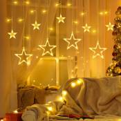 Rideau lumineux étoile, rideau lumineux étoile 8 modes d'éclairage, décoration de Noël imperméable intérieure et extérieure, décoration de balcon de