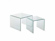 Set de 2 tables gigognes mainty en verre transparent 20100998785