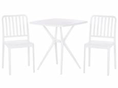 Set de jardin avec table et 2 chaises blanc sersale 308845