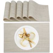 Set de table (à manger), 6 dessous, en plastique, lavable, résistant à la chaleur, 45 x 30 cm, beige - Relaxdays