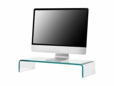 Support d'écran réhausseur de moniteur pour télé moniteur ordinateur portable jusqu'à 30 kg en verre 60 x 25 x 11 cm transparent [en.casa]