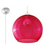 Suspension BALL verre/acier rouge/chrome 1 ampoule