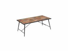Table à manger bois et fer - manhattan - l 200 x l 100 x h 76 cm - neuf