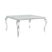 Table à manger Carré baroque Chrome marbre blanc 140x140 cm