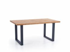 Table à manger extensible 160-250cm avec plateau aspect chêne clair et pieds métal noir melly 979