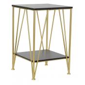 Table d'appoint métal doré et bois noir - 41x41x63.5cm