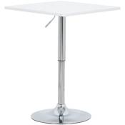 Table de bar en mdf avec pied. Table carrée. Hauteur réglable. 60 x 60cm. Blanc - Woltu