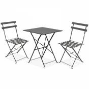 Table de jardin et 2 chaises acier gris - Gris Anthracite