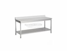 Table inox à dosseret - gamme 600 - combisteel - - acier inoxydable1000x600 2000x600x850mm