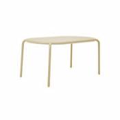 Table ovale Toní Tavolo / 160 x 90 cm - Trou pour parasol + bougeoir amovible - Fatboy beige en métal