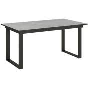 Table rectangulaire extensible 6 à 10 personnes l 160 à 220 cm gris béton et métal anthracite Banzy