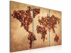 Tableau cartes du monde cafés du monde - triptyque