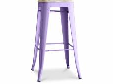 Tabouret de bar - design industriel - acier & bois - 76cm - stylix violet pastel