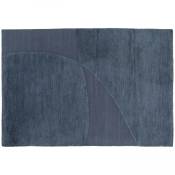 Tapis rectangulaire en laine à motif tissé main bleu 160 x 230 cm