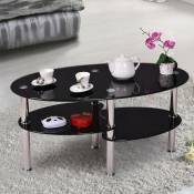 Tempered glass coffee table Table basse Noir 90×50×43cm