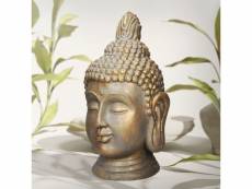 Tête de bouddha 42x38x74,5cm en bronze polyrésine recherche de yoga 390001777