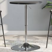 Torana - Table de bar noir 50x50x90 cm bois d'ingénierie et acier chromé