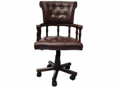 Vidaxl chaise de bureau pivotante marron 20042