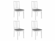 Vidaxl chaises à manger avec coussins lot de 4 blanc bois solide 247637