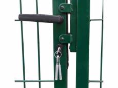 Vidaxl portail de clôture de jardin avec poteaux 350x100 cm acier vert 142569