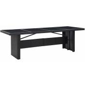 Vidaxl - Table de jardin Noir 240x90x74 cm Résine tressée et verre
