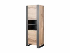Willow - vitrine - bois et gris - 65x171 cm - style industriel - bestmobilier - bois et gris