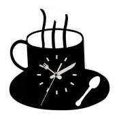 3D Bricolage Café Horloge Acrylique Horloge Murale Moderne pour Cuisine DéCor à Tasse Mur Autocollant Creux Horloge NuméRique