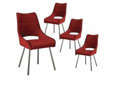 Amado - lot de 4 chaises tissu coloris rouge