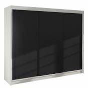 Armoire Atlanta 160, Blanc + Noir, 215x200x58cm, Portes d'armoire: Glissement - Blanc + Noir