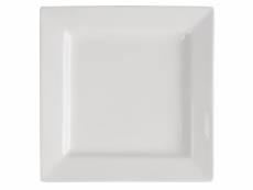 Assiettes carrées en porcelaine fine 265 mm lumina - lot de 4