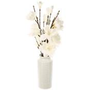 Atmosphera - Composition florale artificielle Magnolias Blanc Vase en céramique h 73 cm Blanc