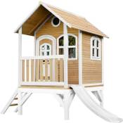 AXI - Tom Maison Enfant avec Toboggan blanc Aire de Jeux pour l'extérieur en marron & blanc Maisonnette / Cabane de Jeu en Bois fsc - Marron