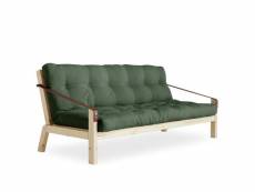 Banquette futon poetry en pin massif coloris vert olive couchage 130 x 190 cm. 20100886781