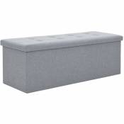 Banquette pouf tabouret meuble banc de rangement pliable faux lin 110 cm gris clair - Gris