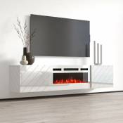 Bim Furniture - Roxy Meuble tv avec cheminée électrique blanc cm183x35x38h blanc brillant