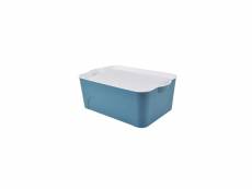 Box avec couvercle en plastique - 16l - bleu et blanc - l 40 x l 27 x h 15 cm