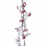 Branche décorative aux baies rouges Enneigée h130 cm