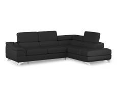 Canapé d'angle 5 places en imitation cuir noir